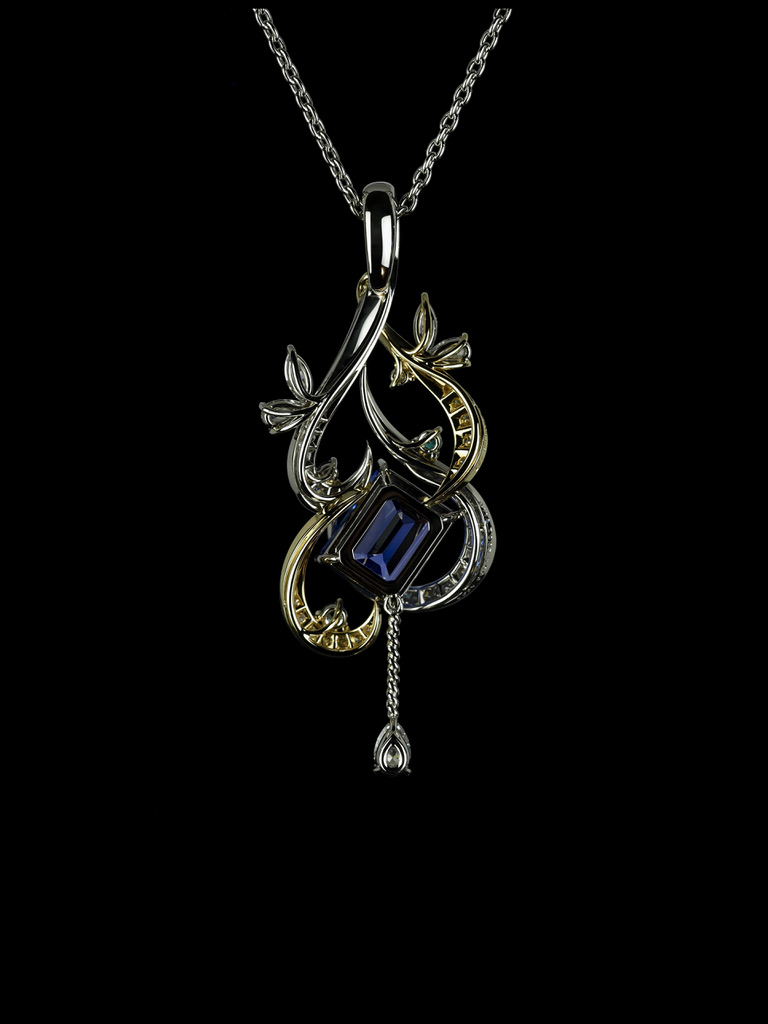 タンザナイトペンダントは裏面にも職人のこだわりを入れております。裏どりと呼ばれる高級品で用いる技法を使い、高級感をアップさせました。